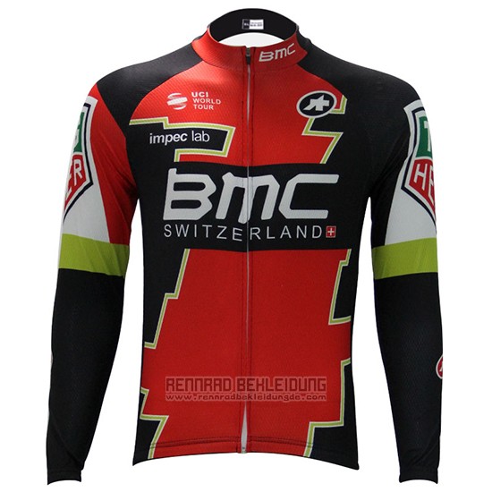 2017 Fahrradbekleidung BMC Rot und Grun Trikot Langarm und Tragerhose